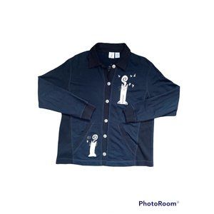 Vintage Black Cotton Cat Cardigan